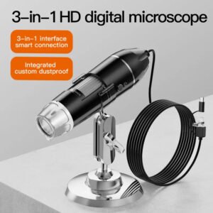 OEM Manufacturer 1600X 1080p 2MP LED Light Source USB-C/USB/Micro USB Compatible 3-in-1 Electron Microscope  for Android/PC/Mac